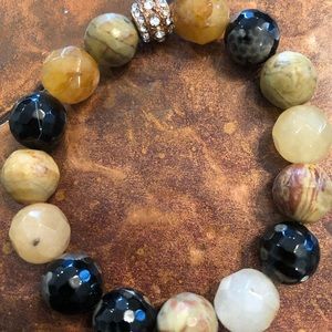 Glass bead bracelet multi color rhinestone